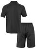 Men's Summer Jacquard Button Lapel Short Sleeve Polo Shirt & Shorts Set