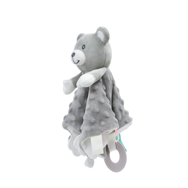 BBSKY Baby Animal Plush Toy: Cartoon Soothing Towel & Silicone Teether Rattle