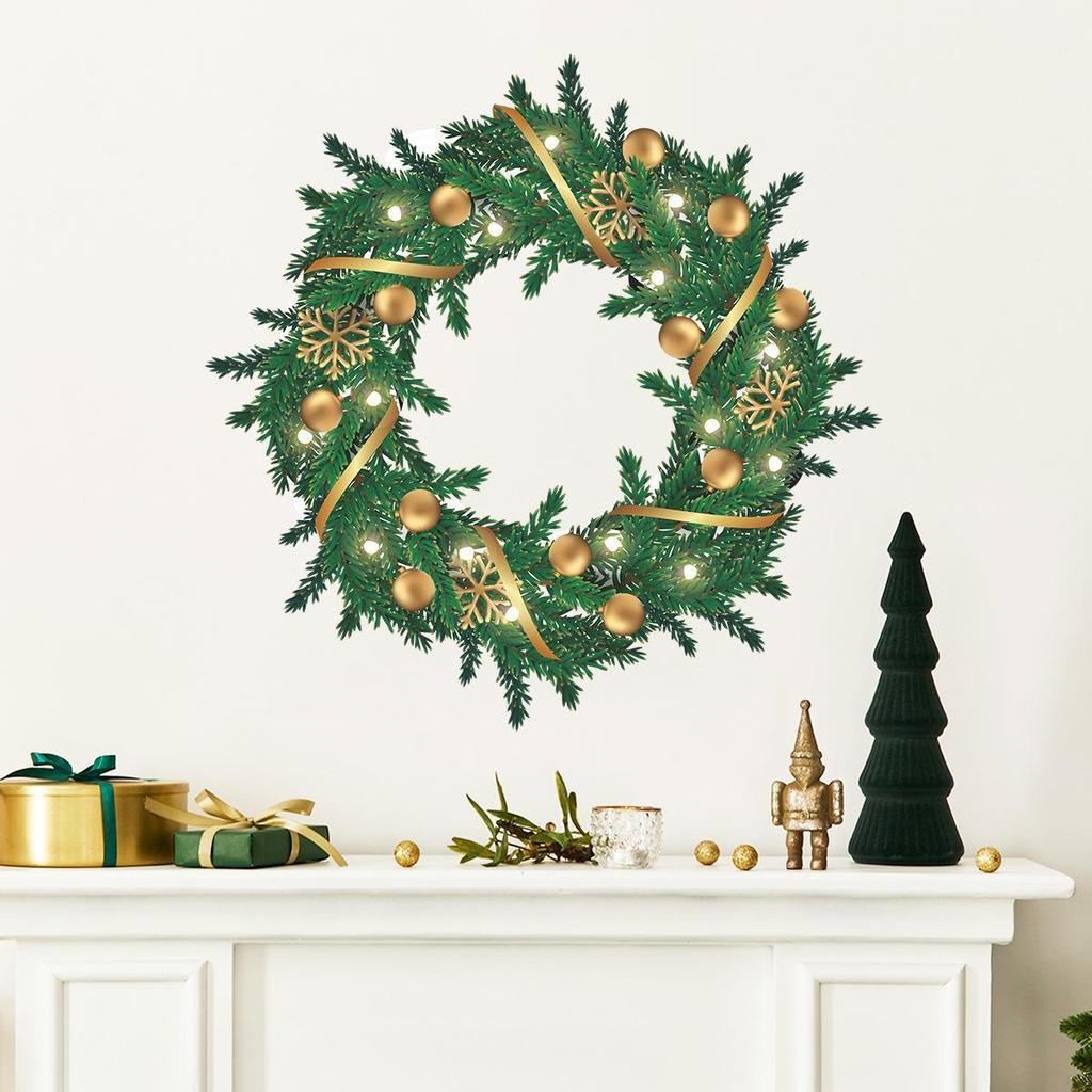 New Christmas Wreath Stickers Santa Claus Glass Window Stickers for Door Wall Decoration Wall Stickers Self-adhesive Home
