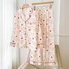 Spring and Summer Fashion Printed Ice Silk Pajamas Suit Women's Casual Wear Loose Satin Home Service Suit