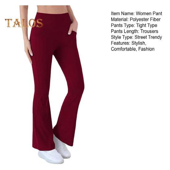 Women's Flared Yoga Pants High Waist Bootcut Workout Leggings with Pockets Stretchy Bell Bottom Trousers for Office Workout