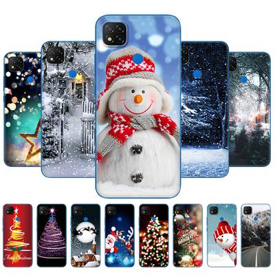 Voor xiaomi redmi 9C Case 6.53 inch Achterkant Telefoonhoesje Voor redmi 9C NFC Zacht TPU Siliconen Bumper winter kerstmis sneeuw boom nieuwjaar