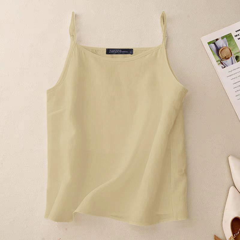 

ZANZEA Womens Summer Loose Casual Sleeveless Slip Camisoles 5XL хакі