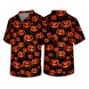 Men's Short Sleeve V-Neck Halloween Print Scrub Top with Chest Pocket