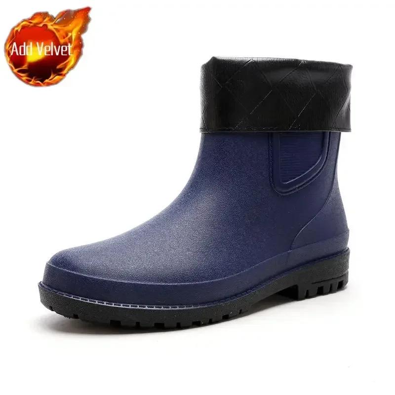 Man Shoes Wear-resistant Non-slip Rain Boots for Men Wellies Loafers Without Lacing Comfortable Low-heel Mud Gum 2024 Rubber New