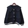 Doll collar fringed knitted double-sided cardigan autumn and winter new loose design temperament sweater jacket women