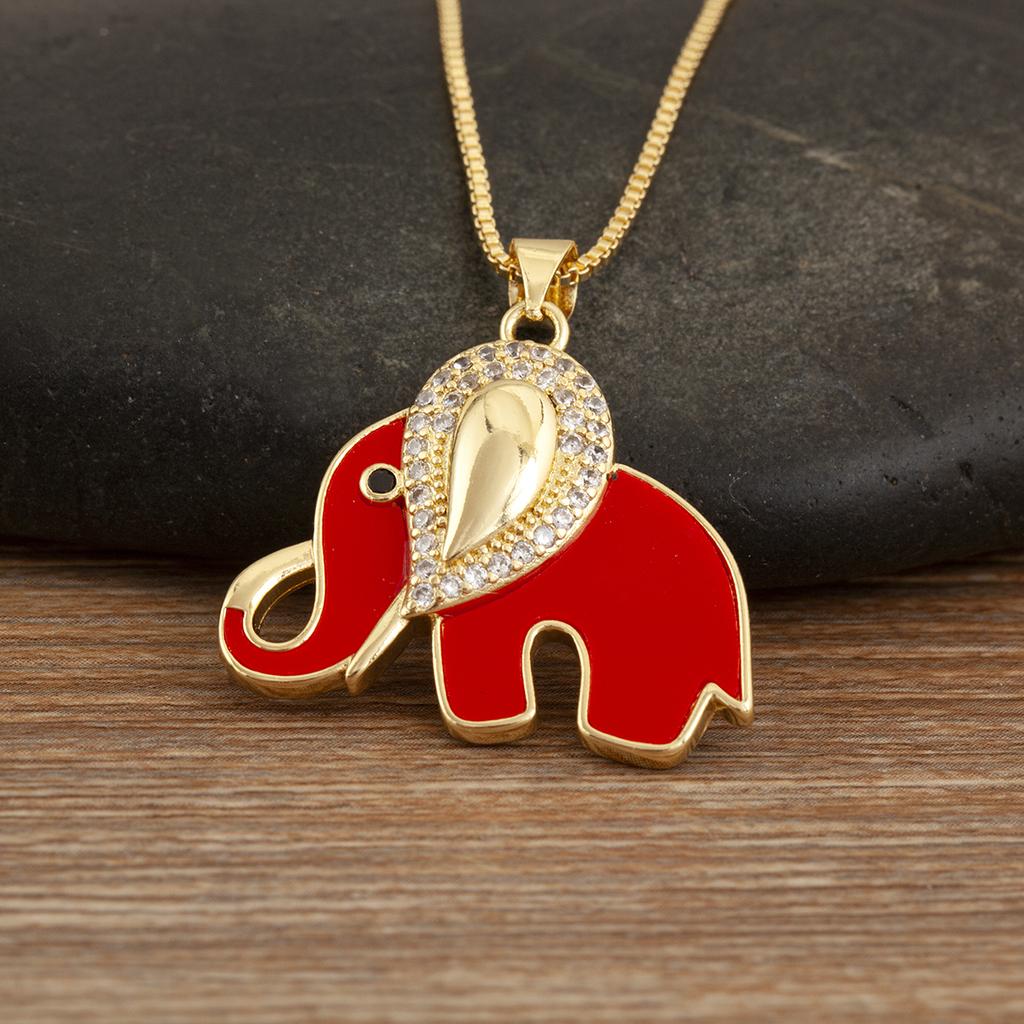 Nidin Fashion Cute Elephant Charms Pendant Necklace For Female Male 3 Colors Choice Daily Party DIY Fine Jewelry Accessories