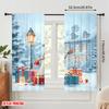 2pcs,2D plane printing Pattern Curtains Charming Winter Wonderland Versatile Durable Polyester (without rod) Decorations For