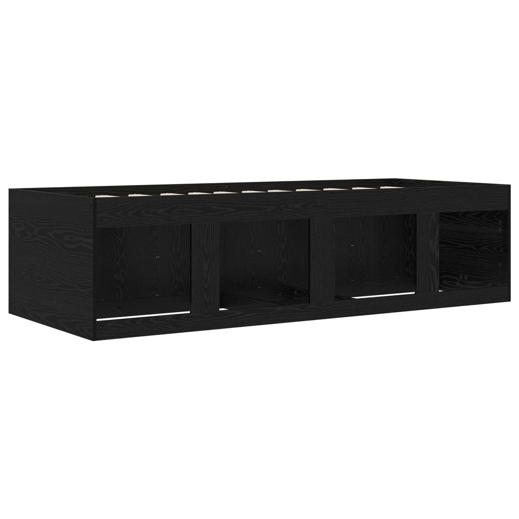 Bed Frame with Storage and Shelf Black Oak 80 x 200 cm