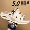 Sandals 2025 summer new fashion trend stepping on shit feeling two wear one-word drag couple travel wading beach shoes