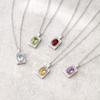 S925 Sterling Silver Necklace Women's Oval Natural Citrine Amethyst Pendant Garnet Peridot Clavicle Chain