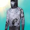 Men's Quick-drying Fishing Shirt, Four-season Outdoor Sportswear, Hooded Collar Design, Gray-black Fish Pattern Printing