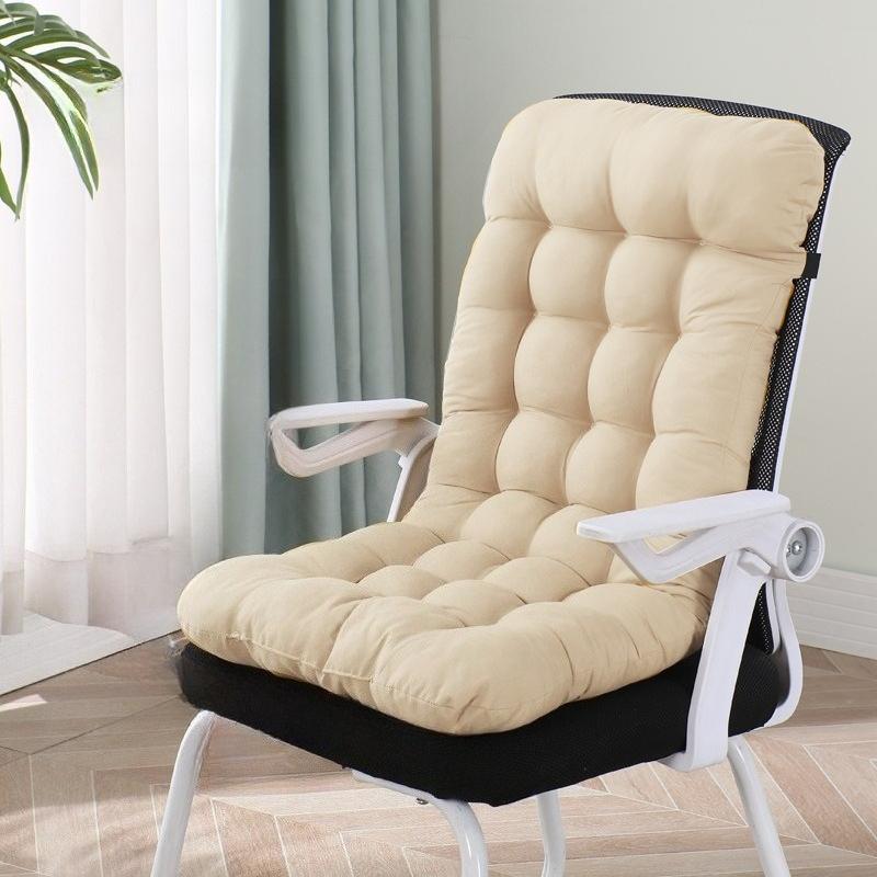 Solid Color Stitching All-in-one Chair Cushion PP Cotton Student Dormitory Backrest Lumbar Protect Waist Mat All-season Thick Office Chair Buttock Pad