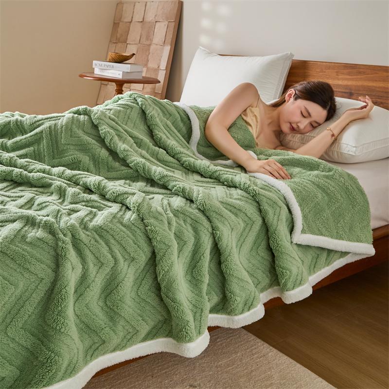 Striped Double-sided Taffeta Velvet Blanket Spring Autumn Warm Soft Plush Blanket for Sofa Bed Comfy Office Naps Throw Blankets