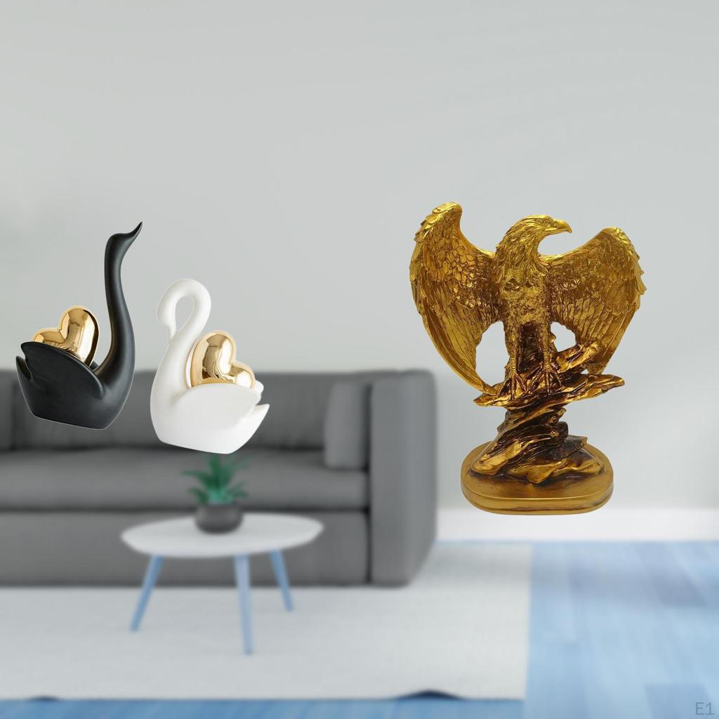 Swan Figurines Tabletop Ornament Art Crafts Couple's Decor Table Decoration Statues for Bookshelf