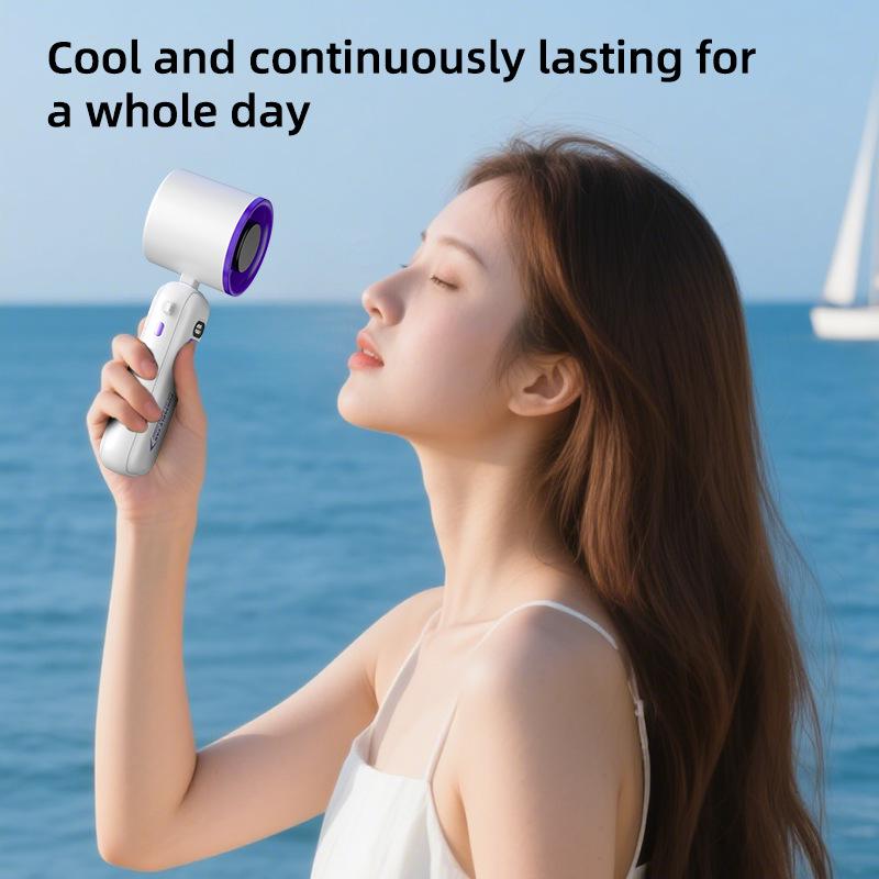 2026 High-Speed Rechargeable Handheld Turbo Fan with Digital Display - Portable Outdoor Use