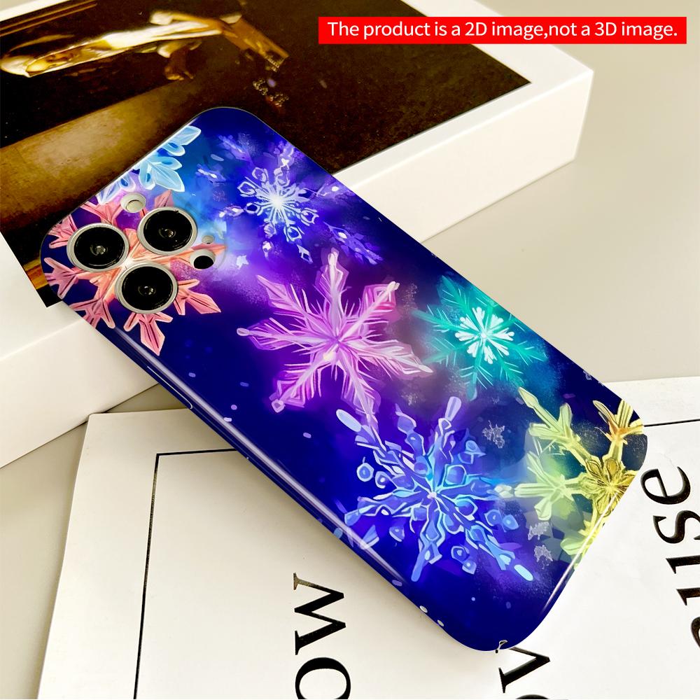 2DFlat Rainbow Snowflakes Dream Phone Case All inclusive film hard phone case, compatible with iPhone 18 Pro Max 17 16 15 14 13 12 11