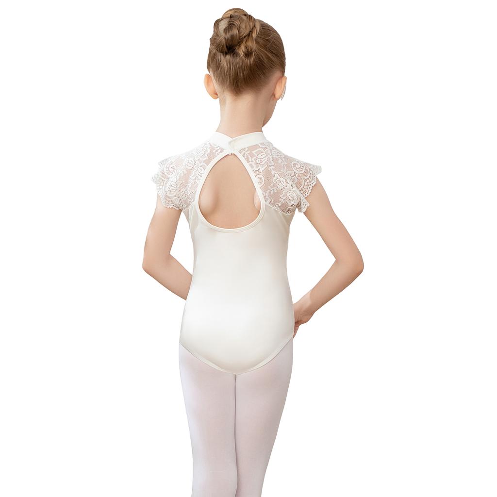 Child Girls Ballet Dress for Kids Girls Summer Mesh Splice Short Sleeve Dance Leotard