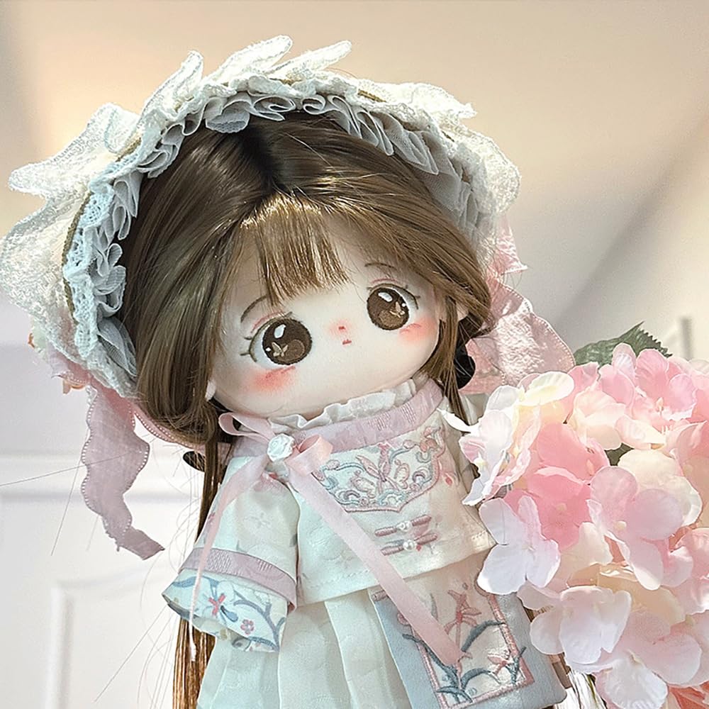 niannyyhouse 20cm Plush Ancient Style Hanfu Cotton Doll Outfit Clothes, Headgear, Coat, Skirt, (A1)