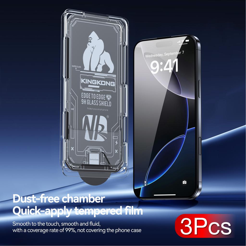 3Pcs For Apple iPhone 17 Pro Max 16 15 14 Plus 13 Air Tempered Glass Screen Protector 9H No Dust Bubbles Mobile Accessories2