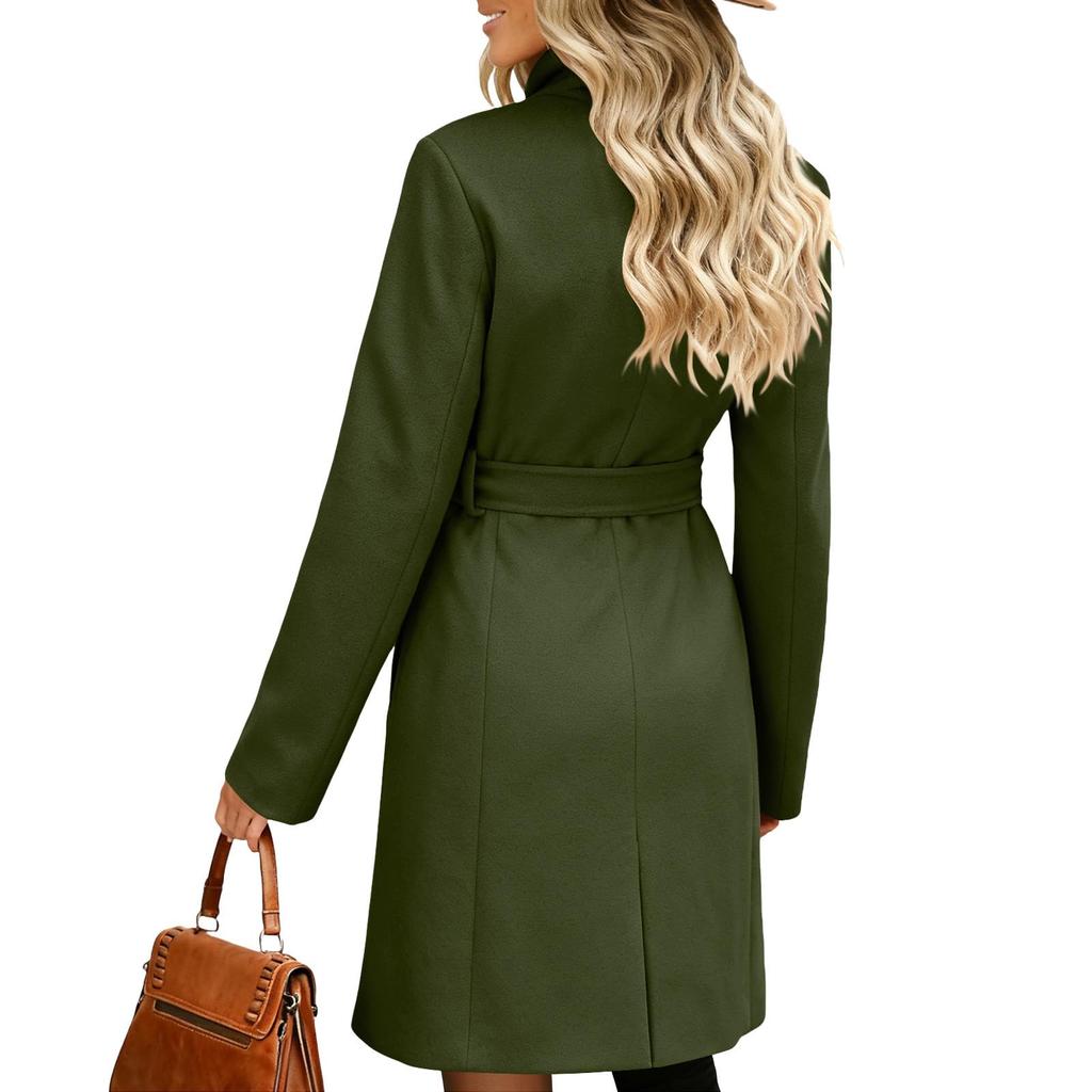 Women's Fashion Solid Color Round Neck Zipper Long Sleeve Pocket Casual Plush Coat