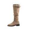 Maillard Pleated Pile Boots Women's Thick Heel Skinny Versatile Fashion Boots But Knee Boots Women's Western Knight Boots