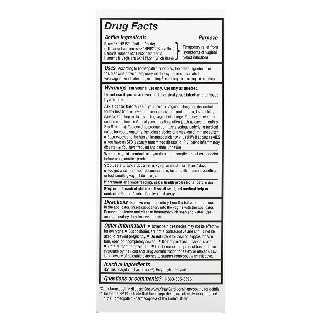Yeast Gard Advanced Suppositories, 10 Suppositories