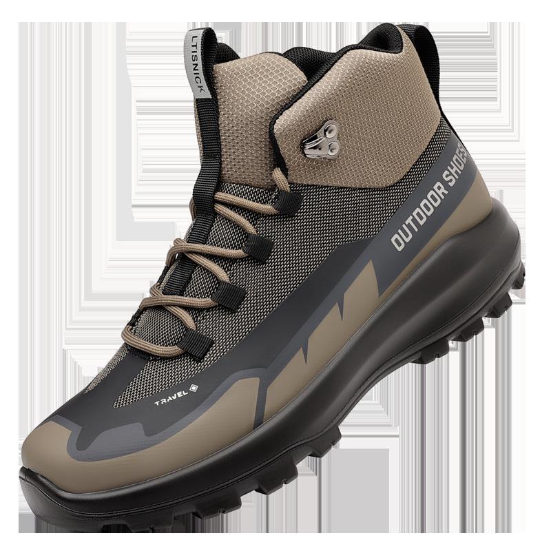 City outdoor high-top hiking shoes men's spring and autumn wear-resistant non-slip climbing shoes cushioning breathable professional hiking shoes men