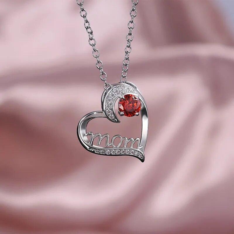 Silvery Color Mother Day Necklace For Women Mother Trendy Heart Shaped MOM Choker Chain Necklaces Charm Party Jewelry Gifts