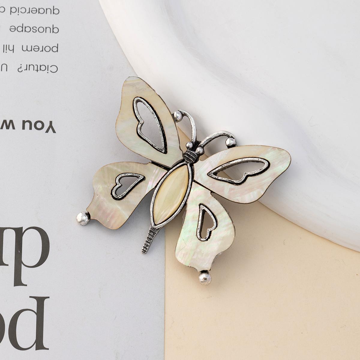 

1 шт. брошь-булавка из натуральной ракушки-ушка, уникальные романтические элегантные броши-бабочки для женщин, ювелирные изделия, подвесные декоративные украшения для одежды, брюк, сумок и многого другого 1Pc/57×32mm