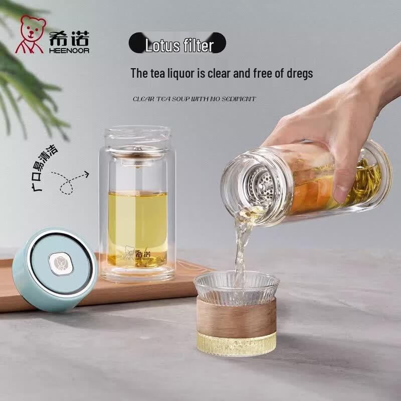HEENOOR Double-Walled Glass Tea Infuser Tumbler
