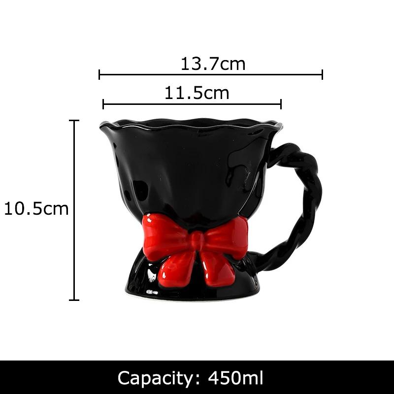 Lovely Pink Bowknot Ceramic Mug Milk Cups Dining Table Coffee Mugs Afternoon Tea Teacup Water Cup Fruits Juice Container