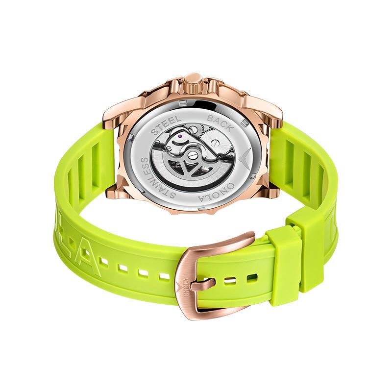 ONOLA Four-Leaf Clover Automatic Mechanical Watch - Unisex Waterproof with Rubber Strap