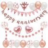 Fusen-ya Anniversary Balloon Decoration Set Pink Rose Theme Garland Balloons Ribbons and Straws