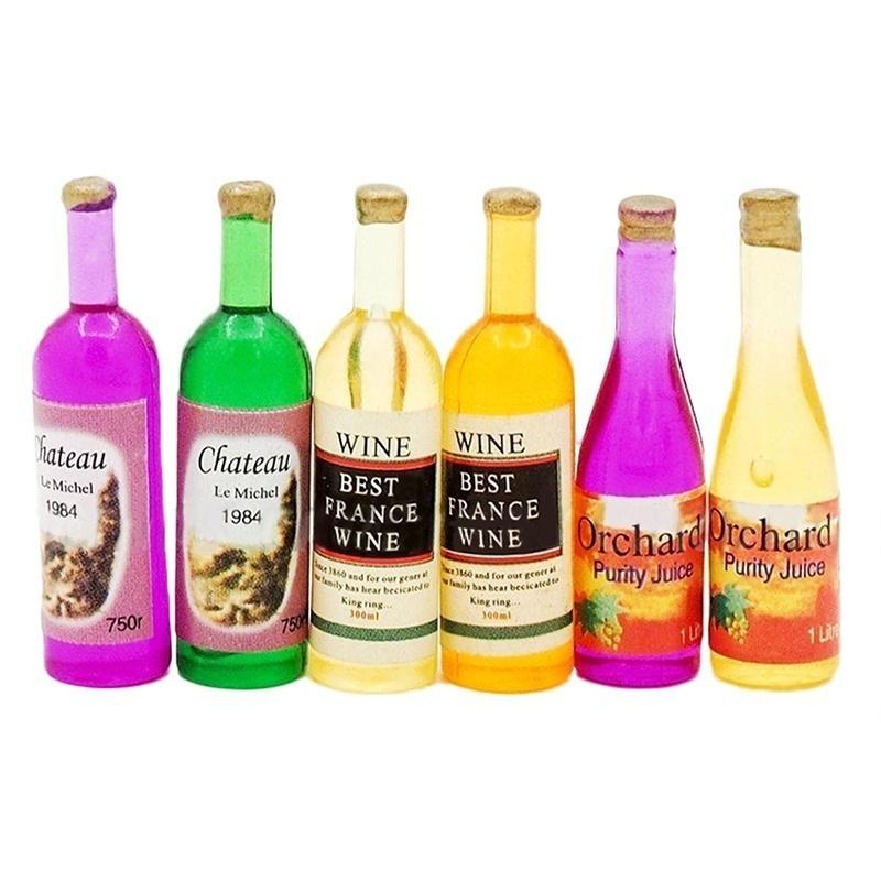 6Pcs//Set Dollhouse Wine Bottles /& Wine Cups Miniature 1:12 Dollhouse Kitchen