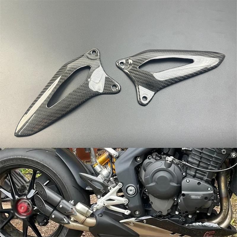Carbon Fiber Motorcycle Accessories Heel Plates Guards Footrests for Speed Triple 1200RS 1200RR -2024
