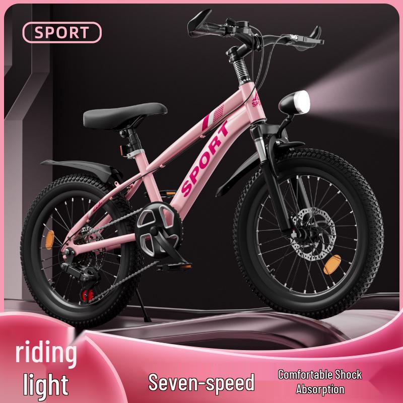 Kids' Mountain Bike: Dual-Speed, Double Disc Brake with Shock Absorption