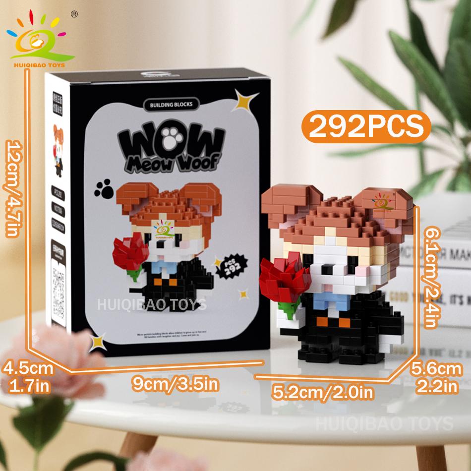 MINI Working Cat Pet Dog Micro Model Building Block Set Kids City Cartoon Animal Diamond Bricks Educational Toys Adult