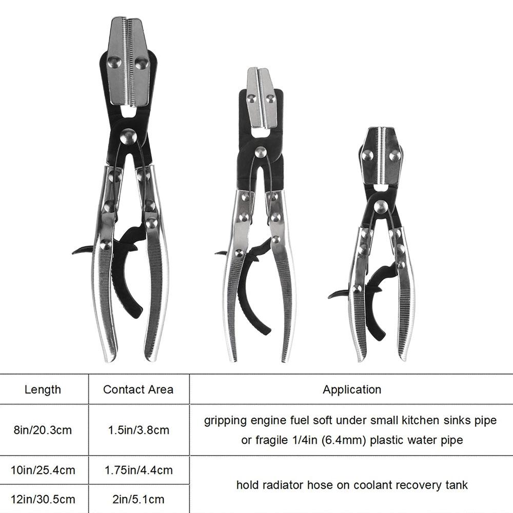 Car Repair Tool 8/10/12 Inch 3Pcs Universal Automatic Locking Length Hose Pinch Off Pliers Flat Mouth Oil Pipe Sealing Pliers