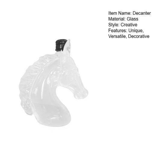 Szklana Karafka do Whisky w Kształcie Głowy Konia Butelka na Whisky Wino Kreatywny Pojemnik na Alkohol Wyjątkowy Prezent dla Miłośników Alkoholu Elegancki Wystrój Domowego Baru