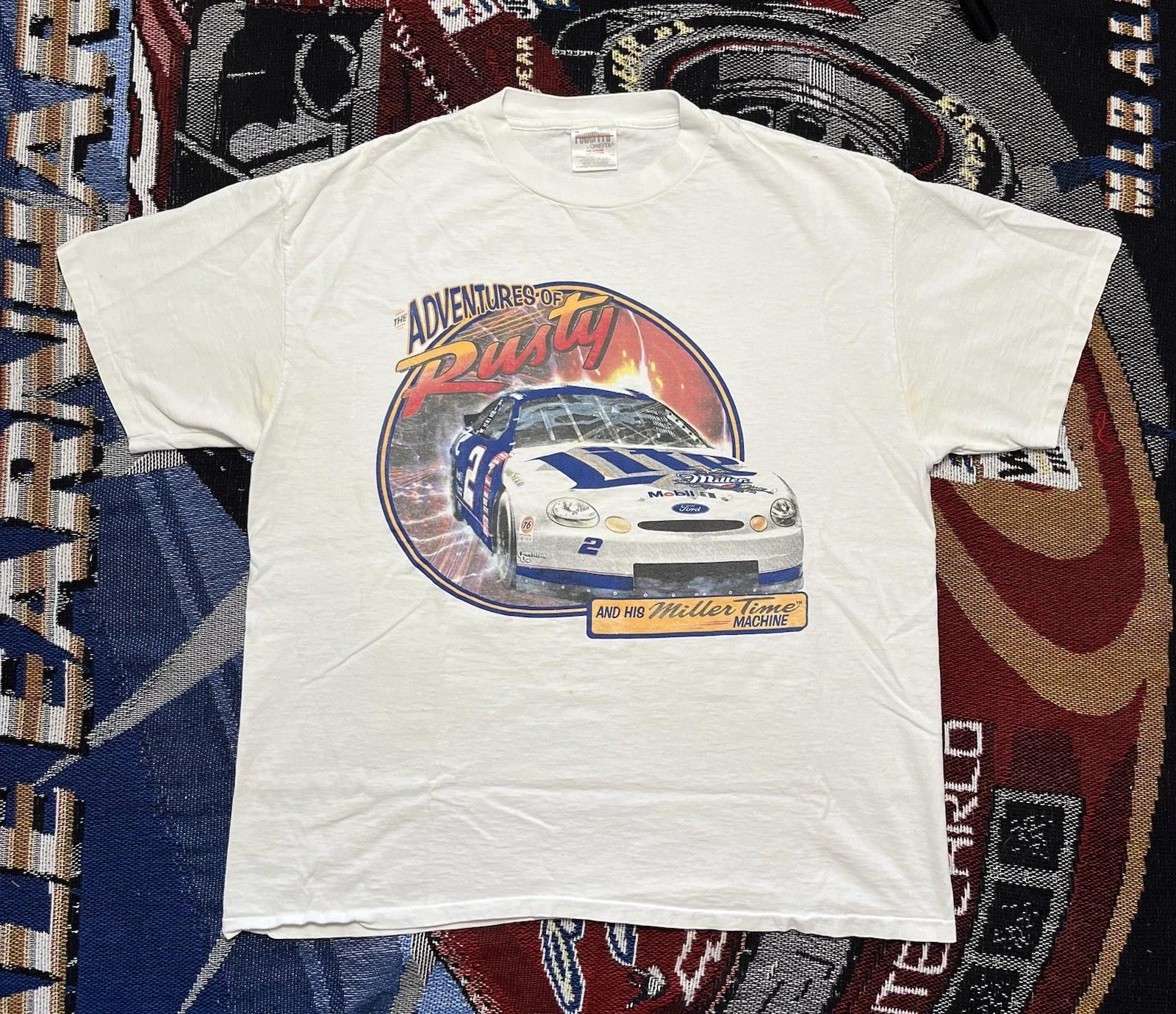 Vintage Rusty Wallace Shirt The Adventures Of Miller Time Machine Oneita XL L
