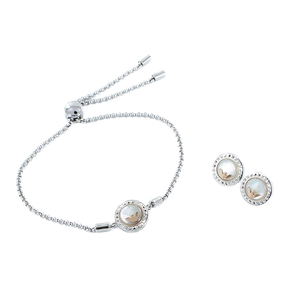 EMPORIO ARMANI EGS2652040 Earring and Bracelet Set with Eagle Logo for Women [Used]