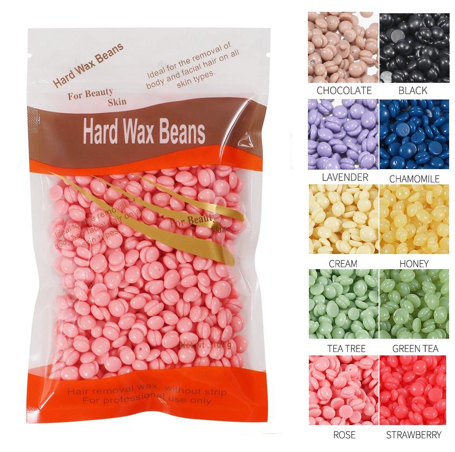Cera depilatoria sólida sin bandas, perlas de cera para depilación corporal, 100g, 10 colores
