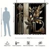 Golden Floral and Geometric Patterns Shower Curtain for an Elegant, Modern, and Luxurious Bathroom Decor Style
