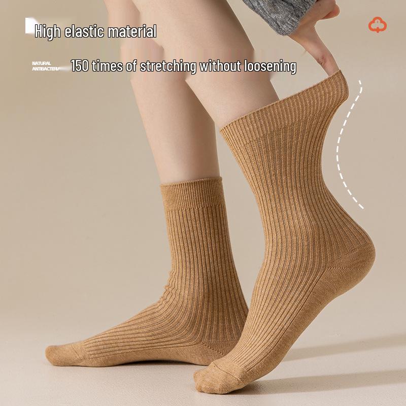 Women's Thick Cashmere Wool Socks - Mid-Tube, Autumn/Winter Collection, Extra Warm with Velvet Lining