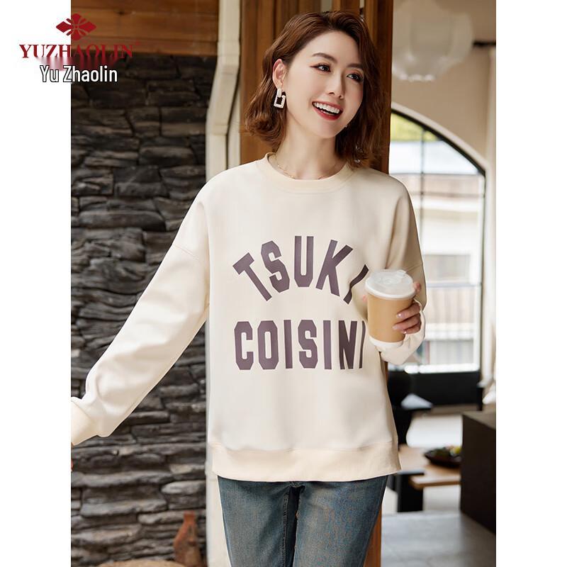 Yu Zhaolin Women's Casual Letter Print Loose Sweatshirt