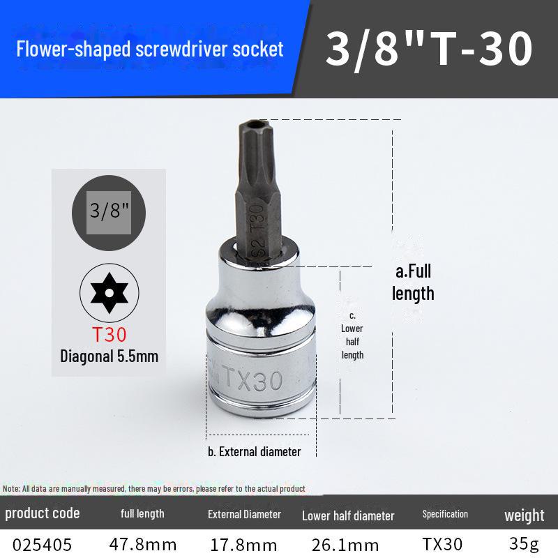 כלי מפתח ברגים שקע מברג בצורת פרח 3/8" מתוצרת טייוואן