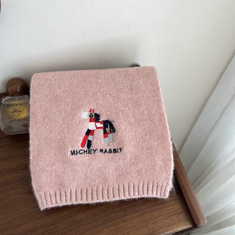 Korean Cute Pony Embroidered Scarf Women's Winter Fashion Versatile Atmosphere Warm and Cold Knitted Scarf Couple