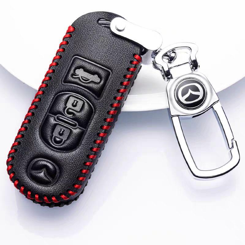 Mazda Genuine Leather Key Cover for Mazda 3, CX-4, CX-5, and Atez Cars.