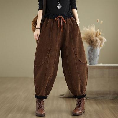 Corduroy Lantern Pants Women's Loose Casual Harem Pants Female Casual High Waist Loose Trousers Female 2025 Autumn